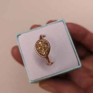 Fragrant Jewels Size 9 Ring Teardrop Rose Gold Druzy NWOT